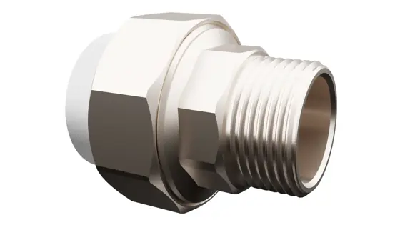 PP-R Altı Köşe Oynar Başlıklı Dış Dişli Rakor